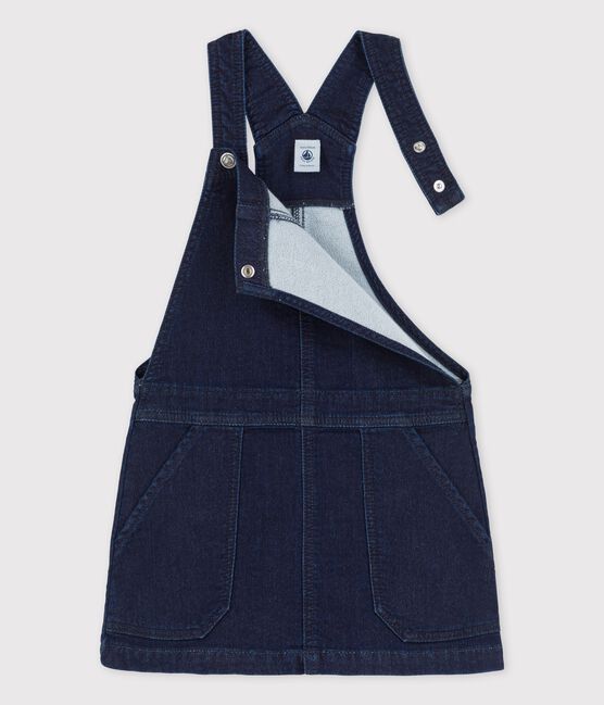 Latzkleid aus Denim für Mädchen blau DENIM BLEU FONCE