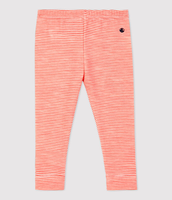 Baby-Leggings aus Wolle und Baumwolle. orange OURSIN/weiss MARSHMALLOW