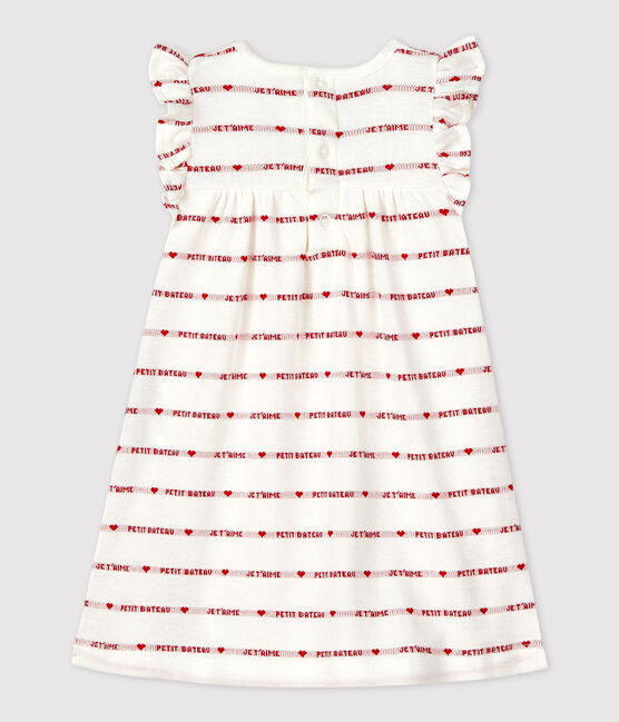 Baby-Bodykleid aus Bio-Baumwolle für Mädchen weiss MARSHMALLOW/rot TERKUIT