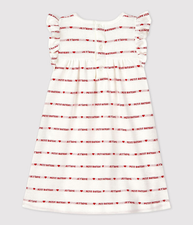 Baby-Bodykleid aus Bio-Baumwolle f&uuml;r M&auml;dchen weiss/rot