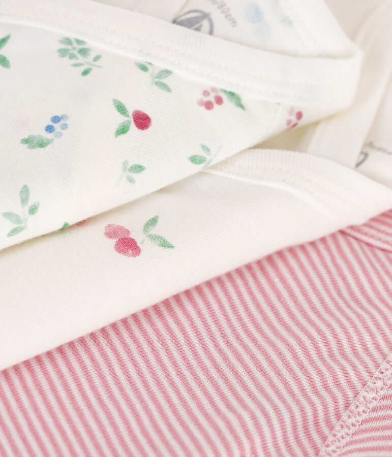 3er-Set kurz&auml;rmelige Wickelbodys aus bedruckter Baumwolle vielfarbig