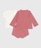 3-teiliges Newborn-Set aus Baumwolle und T-Shirt mit besticktem Kragen rosa ROSEWOOD/ MULTICO
