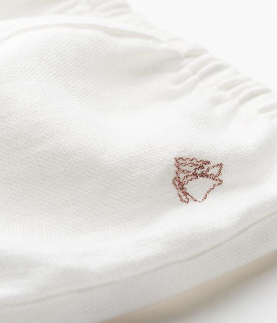 Baby-bloomer-höschen aus leinen mädchen weiss MARSHMALLOW