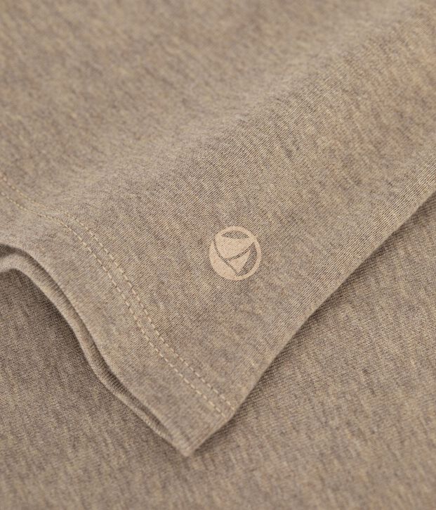 Lang&auml;rmeliges Damen-T-Shirt aus einfarbiger Baumwolle beige