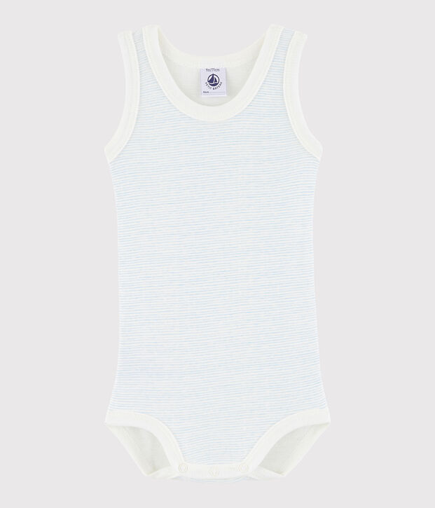 &Auml;rmelloser Baby-Body Jungen weiss/blau