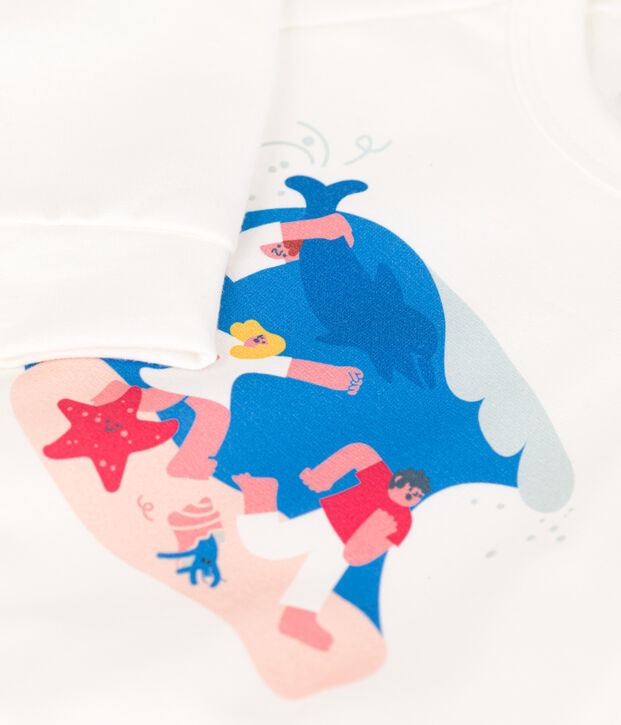 Baby-Sweatshirt Petit Bateau &times; Water Family weiss