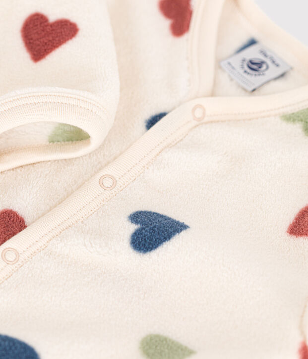 Baby Overall-Pyjama aus Fleece naturfarben/vielfarbig