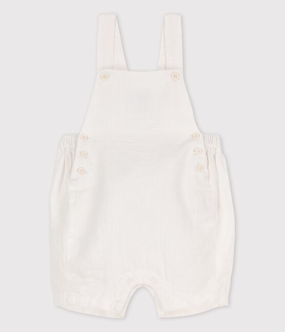 Kurze Baby-Latzhose aus Leinen weiss ECUME