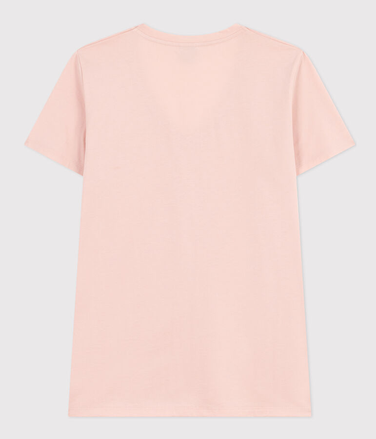 Damen-T-Shirt LE DROIT aus Baumwolle mit V-Ausschnitt rosa