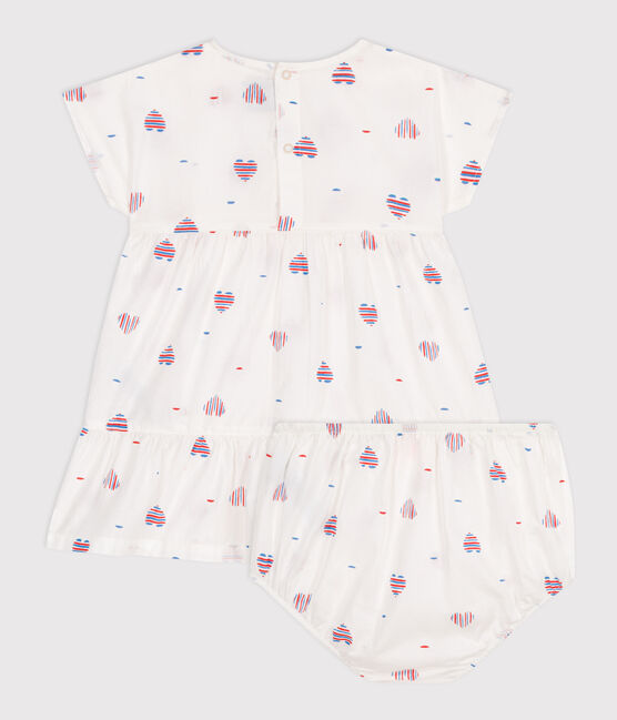Kurzärmeliges Babykleid und Bloomer aus Baumwolle mit Herzmotiv weiss AVALANCHE/ MULTICO