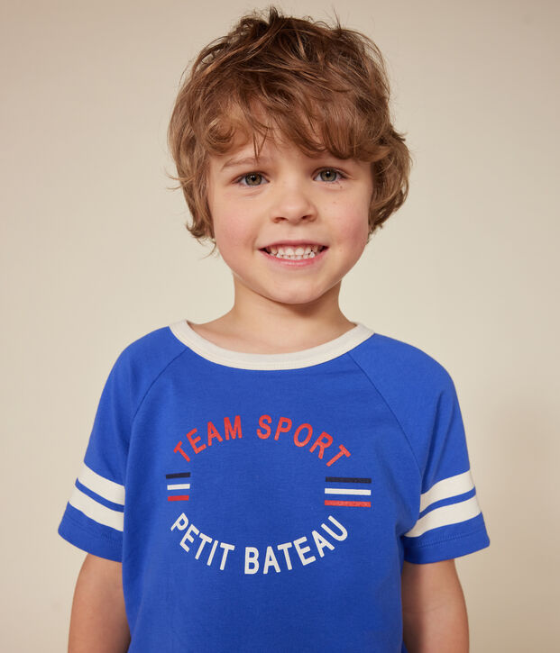 Kurz&auml;rmeliges Kinder-T-Shirt aus feinem Jersey f&uuml;r Jungen blau
