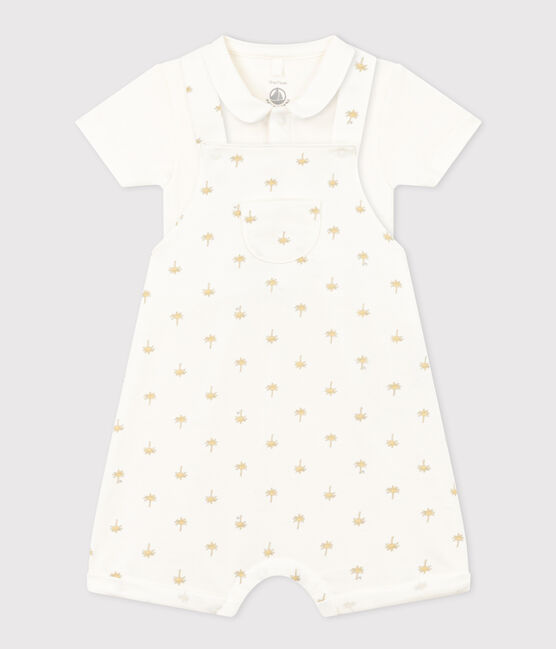 Baby-Set mit Latzhose und Body aus Baumwolle weiss MARSHMALLOW/weiss MULTICO