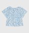 Kurzärmelige Kinder-Bluse mit Kirschmuster blau MARSHMALLOW/ PORCELANA