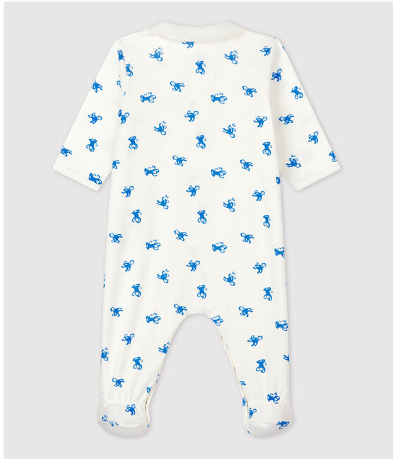 Baby-Strampler aus Bio-Baumwolle weiss MARSHMALLOW/blau BRASIER