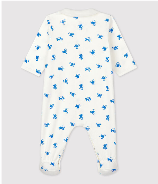 Baby-Strampler aus Bio-Baumwolle weiss/blau