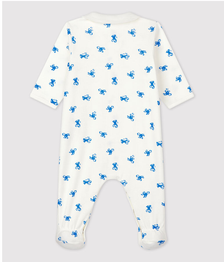 Baby-Strampler aus Bio-Baumwolle weiss/blau