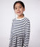 Langärmeliges Kinder-Kleid aus Baumwolle mit Streifen weiss MARSHMALLOW/blau SMOKING