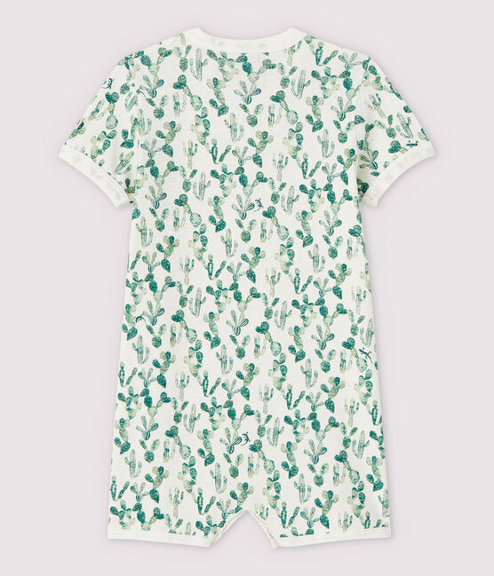 Baby-Kurzoverall aus Baumwolle/Leinen mit Kaktus-Motiv weiss MARSHMALLOW/weiss MULTICO