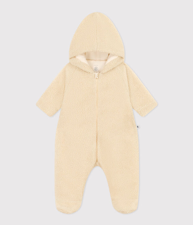 Baby-Schneeanzug mit Kapuze aus Sherpa naturfarben