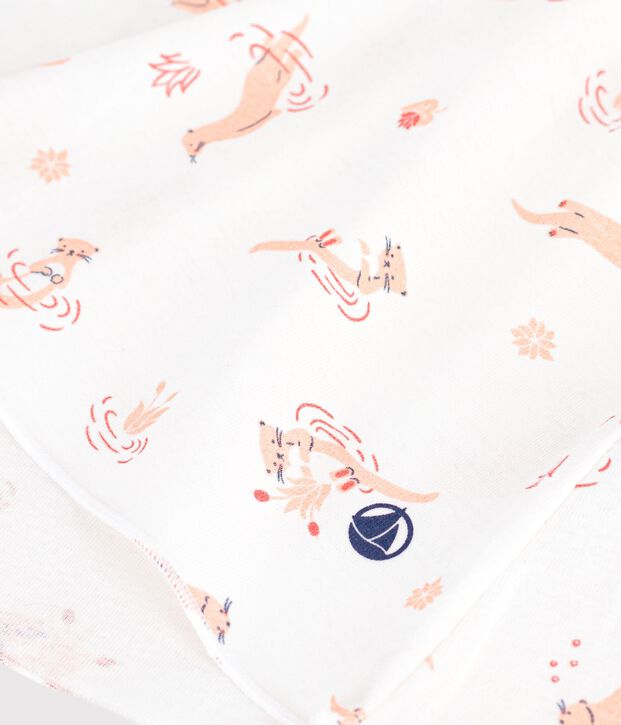 Chemise de nuit &agrave; manches courtes weiss/orange/vielfarbig