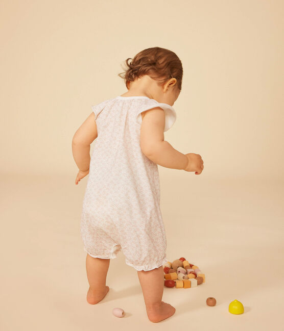 Kurzer Baby-Overall aus Baumwolle mit Blumenmotiv MARSHMALLOW/ PANTY