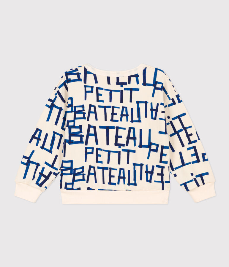 Sweatshirt mit Printmotiv aus Molton naturfarben/blau