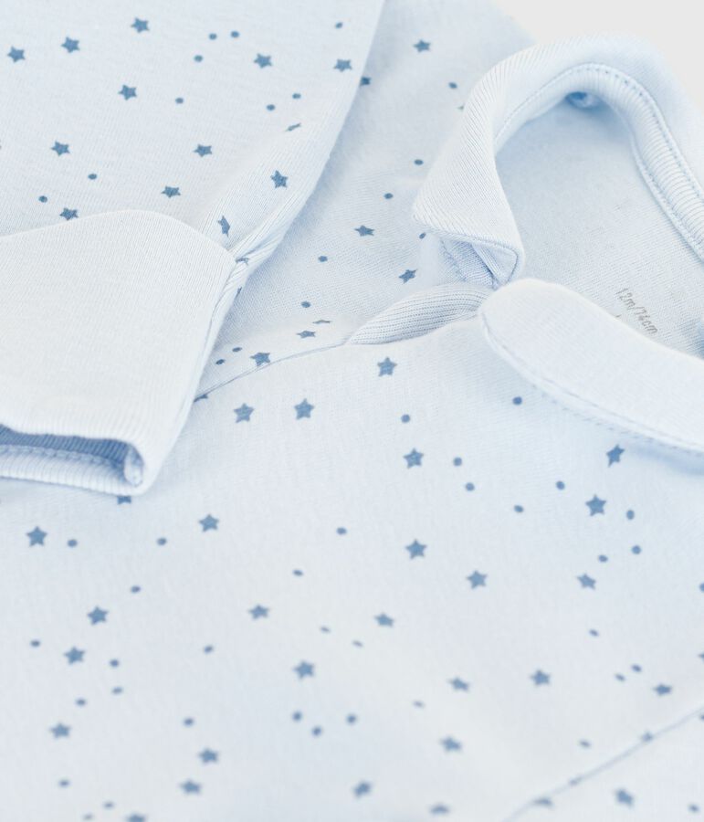 Strampler mit Kragen aus Baumwolle Sternmotiv blau/blau