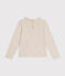 Langärmeliges Kinder-T-Shirt aus Rippstrick für Mädchen beige MONTELIMAR CHINE