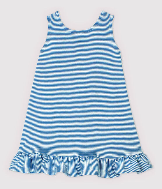 Baby-Kleid aus Bio-Baumwolle blau ALASKA/weiss ECUME
