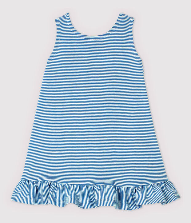 Baby-Kleid aus Bio-Baumwolle blau/weiss