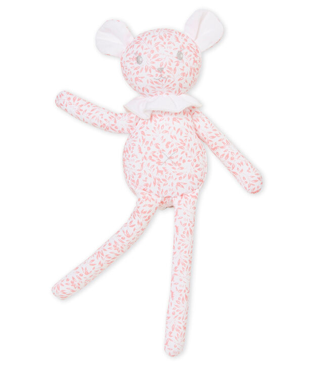 Kuschellamm aus bedrucktem Jersey weiss/rosa