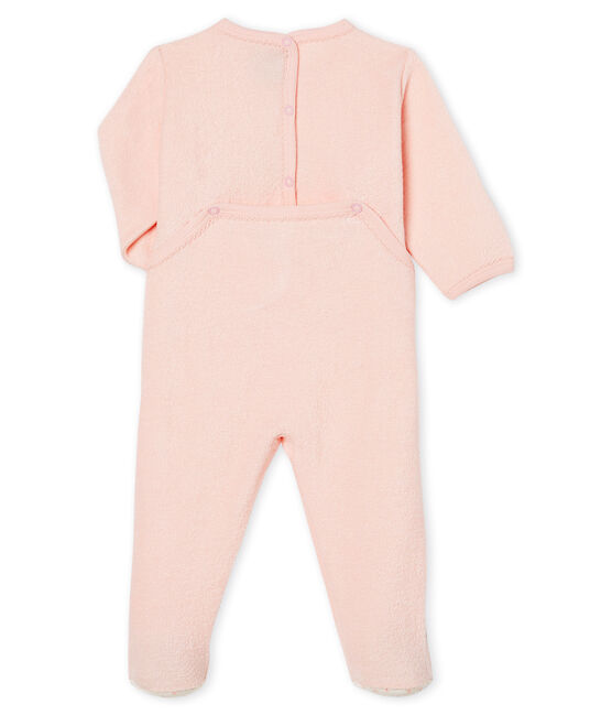Baby-Strampler aus angerautem, extra warmem Bouclé-Frottier für Mädchen rosa MINOIS