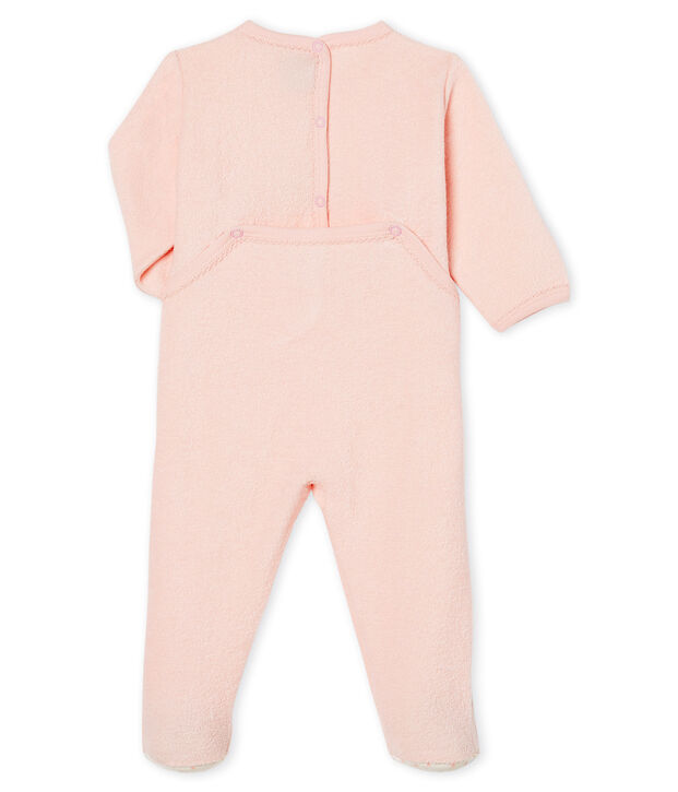 Baby-Strampler aus angerautem, extra warmem Boucl&eacute;-Frottier f&uuml;r M&auml;dchen rosa