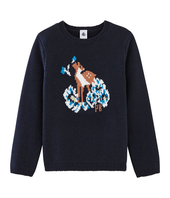 Kinder-Pullover Mädchen blau SMOKING/weiss MULTICO