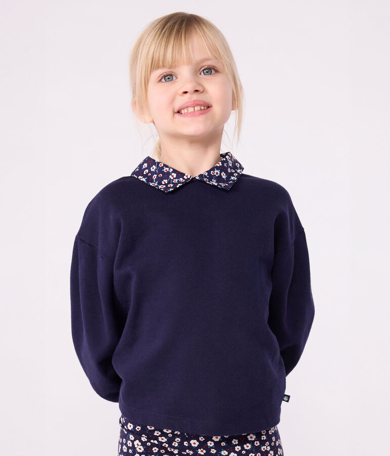 Kinder-Sweatshirt aus einfarbiger Baumwolle blau