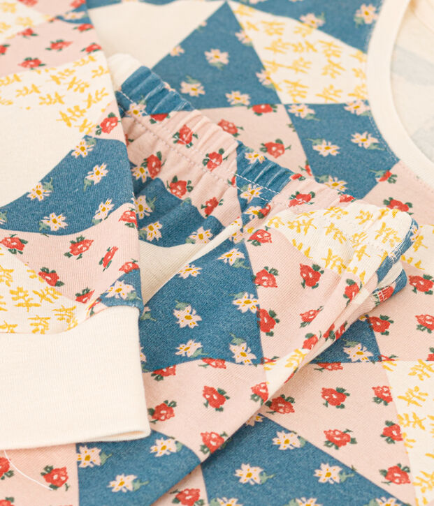 Pyjama aus Baumwolle mit Patchworkmuster f&uuml;r Damen naturfarben/vielfarbig