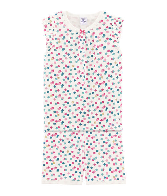 Kurzpyjama aus Rippstrick für kleine Mädchen weiss MARSHMALLOW/weiss MULTICO