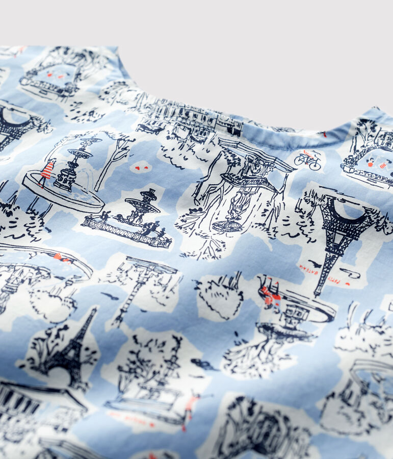 Gemusterte kurz&auml;rmelige Kinderbluse f&uuml;r M&auml;dchen weiss/vielfarbig