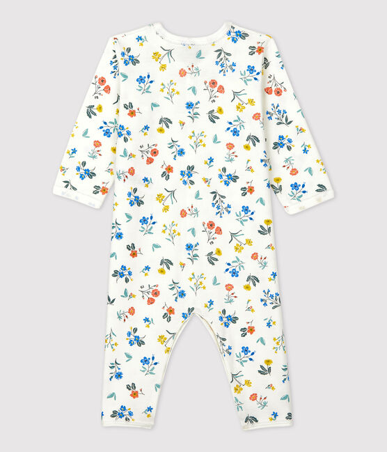 Geblümter Baby-Strampler ohne Füße aus Baumwolle weiss MARSHMALLOW/weiss MULTICO