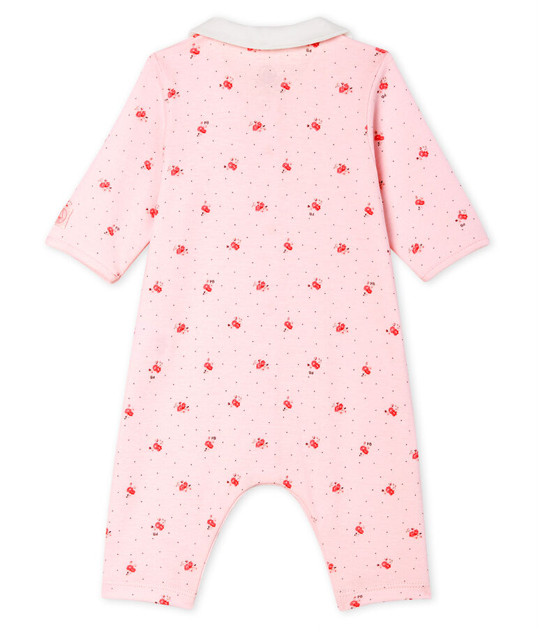 Baby-Strampler ohne Fu&szlig; aus Rippstrick rosa VIENNE/weiss MULTICO
