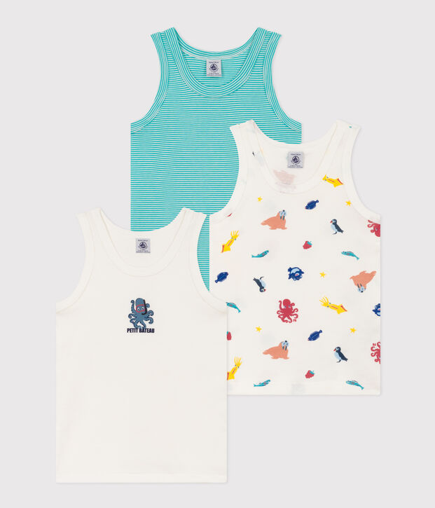 3er-Set Unterhemden aus Baumwolle f&uuml;r Jungen vielfarbig