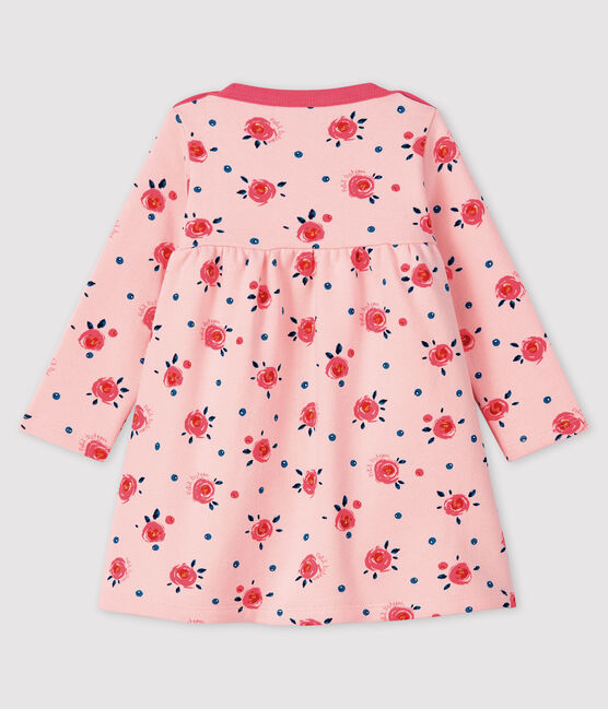 Langärmeliges Baby-Kleid für Mädchen rosa MINOIS/weiss MULTICO