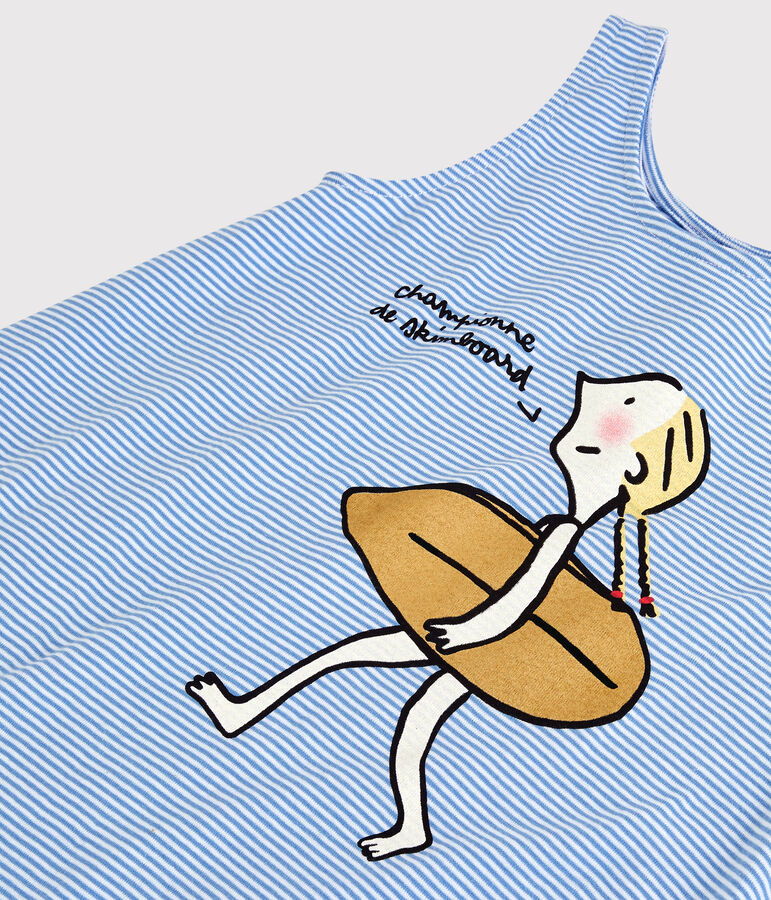 Kinderkleid Soledad Bravi aus Bio-Baumwolle f&uuml;r M&auml;dchen blau ALASKA/weiss ECUME