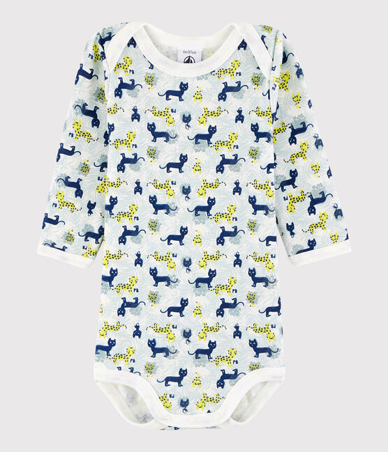 Langärmeliger Baby-Body Mädchen/Jungen weiss MARSHMALLOW/weiss MULTICO