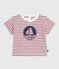 Kurzärmeliges Baby-T-Shirt aus Baumwolle mit Streifen rot MILK/ AMARANTE