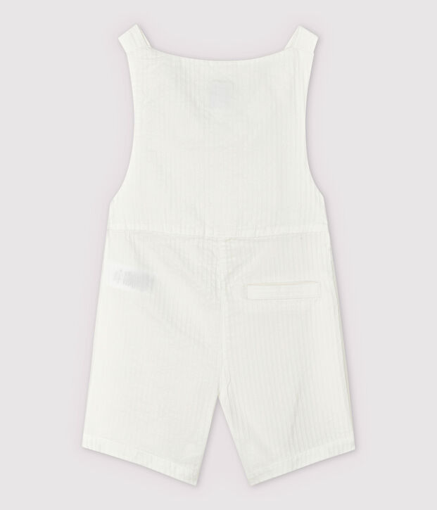 Kurze, gestreifte Baby-Latzhose aus Popeline f&uuml;r Jungen weiss