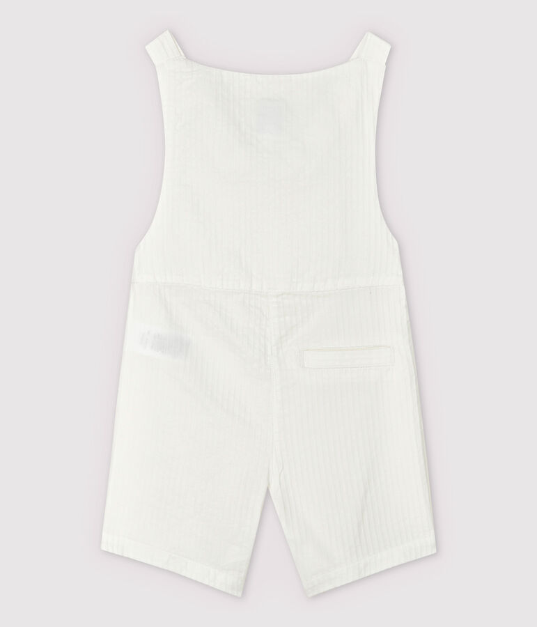 Kurze, gestreifte Baby-Latzhose aus Popeline f&uuml;r Jungen weiss