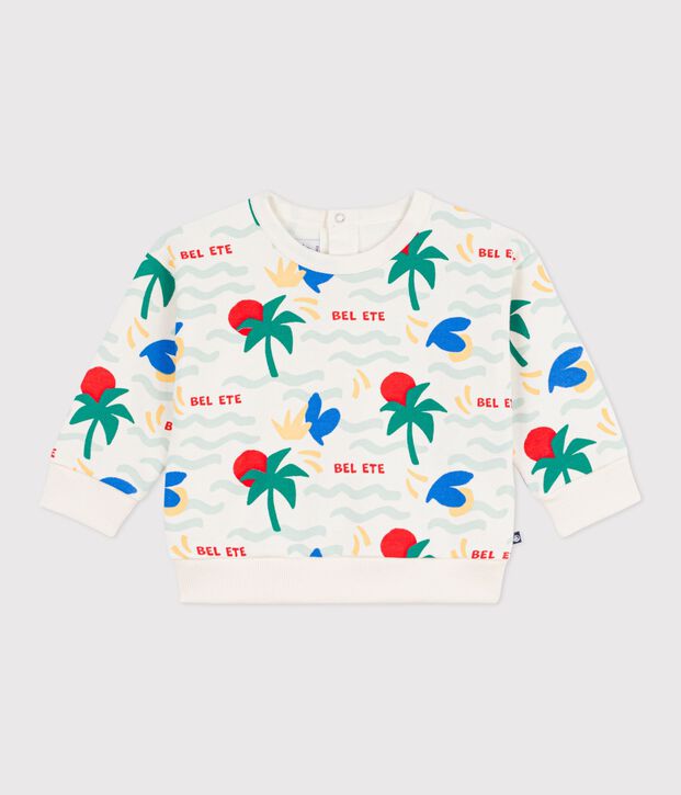 Baby-Kapuzensweatshirt aus gemusterter Baumwolle naturfarben/vielfarbig