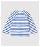 Stilvoll-verspieltes Baby-Marineshirt aus Jersey für Jungen weiss MARSHMALLOW/blau SURF