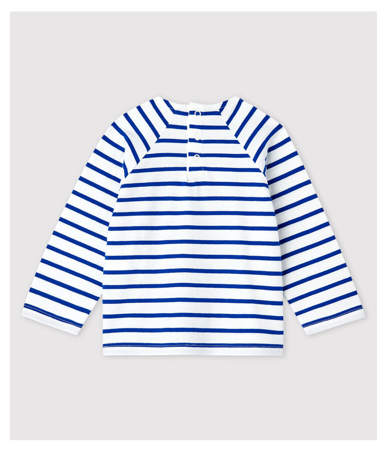 Stilvoll-verspieltes Baby-Marineshirt aus Jersey f&uuml;r Jungen weiss/blau